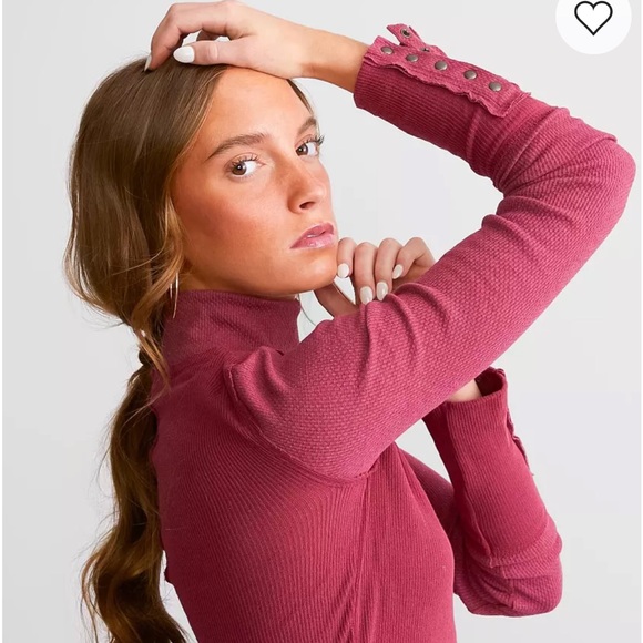 Free People Tops - New We the Free Freya Mock Neck Thermal Top in Red